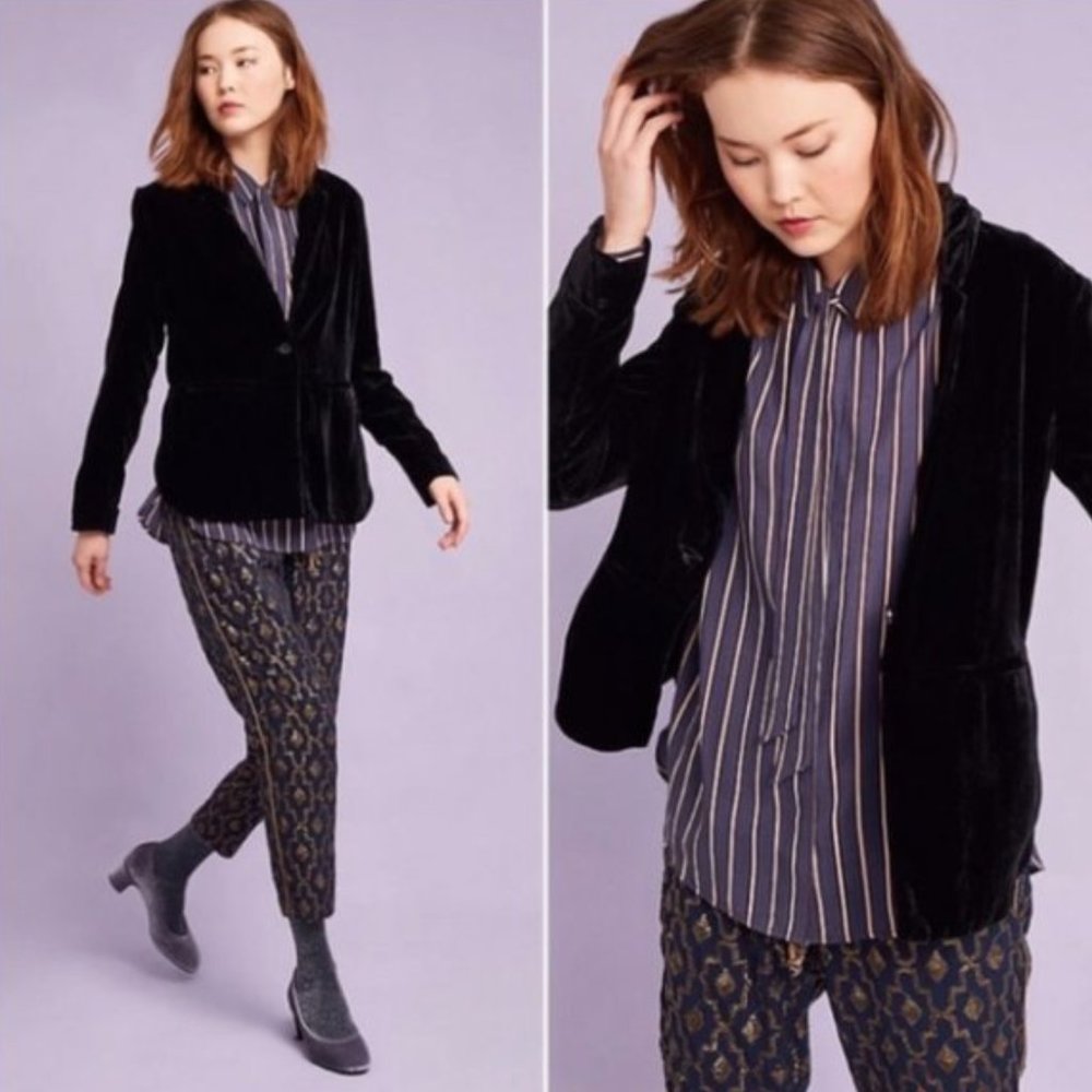 Cartonnier Black Velvet Single Button Blazer